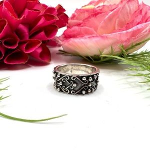 VINTAGE⚜️Sterling Silver Ornate Wide Band Ring